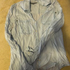 Cotton light blue bottom down shirt